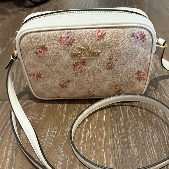 Coach Handbags - Coach Beige Floral Crossbody Bag